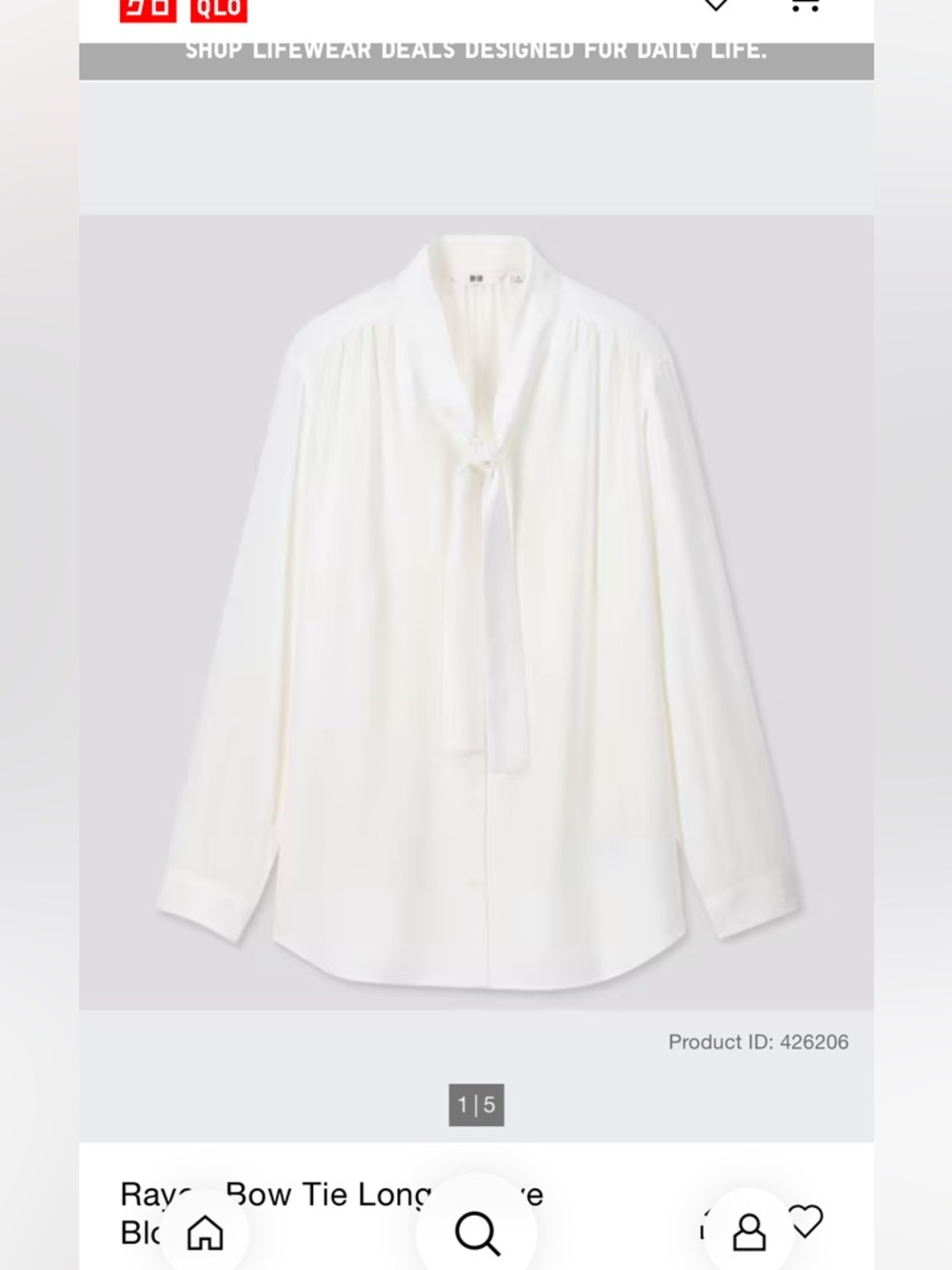 Uniqlo Bow Tie Long Sleeve Blouse